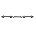 Black industrial barbell with chain and spiked ends for punk style ear piercings - Black Cone Ball Style (8mm)