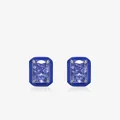 Orecchini a lobo in argento S925 con gemma rettangolare blu e bordo in smalto - Blu Mare (Argento Sterling 925)