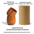 Set of two handcrafted jujube wood cups with natural grain in a kraft paper gift box - 120ML / Belly Cup (With Kraft Box)