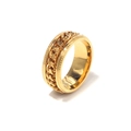 Detail view showing the golden rotatable Cuban chain design on a stainless steel ring - All Gold Embossed