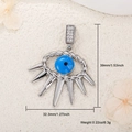 Detail view of Evil Eye pendant with 39mm height and 32.3mm width measurements - Silver Radiating Spike Eye (A0821)