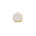 Octagon pendant with white marble texture inlay in golden finish for jewelry making - 10mm / Gold-White