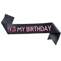 Fascia di compleanno nera glitterata con scritta rosa It's My Birthday per feste - JD104 / Nero con testo rosa