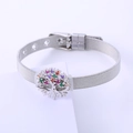 Pulsera de malla de acero inoxidable plateado con colgante árbol de vida colorido - Color Acero