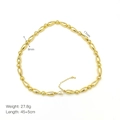 Polished 18k gold plated bamboo bead necklace details with size specs 8mm and 17mm - Golden Polished Style (DN240652-A)