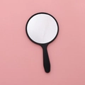 Mini portable black handheld makeup mirror with high definition round glass and handle - 5.5x10cm / Black