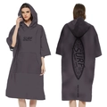 Dark gray quick-dry surf poncho with hood and front pocket for beach changing - One Size / Pocket Style - Grey Surf