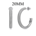 Elegant 20mm S925 sterling silver hoop earrings with pave-set cubic zirconia stones - Pave Hoop Earrings(DY110301-S-W-WH#20) / 20mm / White Gold With White Zirconia