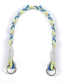 Three-color woven nylon bag strap in blue yellow and grey with silver metal rings - Woven Shoulder Strap - Yellow Blue