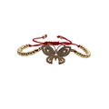Adjustable gold butterfly charm bracelet with red woven rope and zircon accents - Copper Beads Red Rope