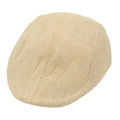 Close-up of light brown woven linen texture on a classic British style flat cap - Adjustable / Apricot