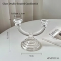French vintage style U-shaped double-head glass candle holder with 12.5cm height - Double Head Glass Candle Holder