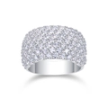 Breiter S925 Silber Moissanit Ring mit Vollpavé Diamanten Besatz für Damen - US-Größe 7 / Umfang 54.3mm / Breitband-Pave-Stil (R13688) + GRA Zertifikat