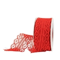 Exquisite red lace ribbon roll with hollow floral pattern for elegant gift wrapping - S017