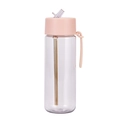 740ml Tritan straw bottle with light pink lid and portable silicone handle - 740ml / Milky Apricot