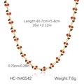 Detail view of gold cherry necklace showing length dimensions and red fruit pendant - Red Cherry Necklace Style (HC-N40542)
