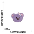 Purple chenille bear embroidery patch with pink ears and dimensions 3.9cm x 3.2cm - Purple Embroidered Bear Head-3.9*3.2cm