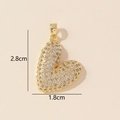 Ciondolo a cuore dorato con pavé di zirconi e dimensioni di 1,8 cm x 2,8 cm - 0228-3/Oro Pave Zirconia