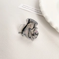 Mini acrylic hair claw clip with black, white and purple marble ink pattern for women - Style Q (3.2CM/Grey Black Foil)