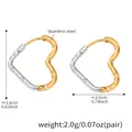 Two-tone gold and silver stainless steel heart hoop earrings with textured hammered finish - Textured Heart Two-tone Gold Silver Earrings