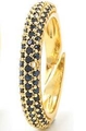 Adjustable golden ring with pavé-set black zircon stones in a trendy minimalist style - Adjustable Open / Gold - Black Zircon