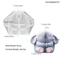 Cute elephant silicone mold and blue handmade candle with detailed size measurements - Cute Elephant Style 01 (D5365)