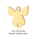 Macro view of gold angel cupid pendant with dimensions 14x14.5mm in stainless steel - Gold Outline Angel-14x14.5mm