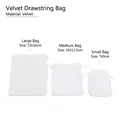 Three-piece set of white velvet drawstring jewelry pouches in small, medium, large sizes - Drawstring Style / 7*9cm / White