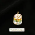 Vintage baroque pearl flower pendant with colorful enamel inlay and gold finish - Purple Orange and Light Blue Patchwork Style (4)