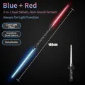 2-in-1 dual light saber toy with red and blue LED lights, 149cm length, no sound effects - Transparent Blue & Red Combined Silent