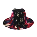 Cappello fedora colorato tie-dye con motivi a stelle e design artistico astratto - Taglia Unica (58cm) / Stelle nere rosse