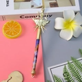 Golden scepter shaped gel pen with anime character print and star wing design - Trident - Gold / 0.5mm