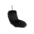 Fluffy black fox fur tail charm with gold metal clasp for bags or keychains - 40CM / Black