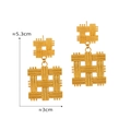 Golden titanium steel geometric woven hollow drop earrings measuring 5.3cm in length - Geometric Weave / Gold