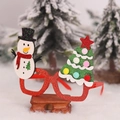Occhiali di Natale con glitter rossi e decorazione festiva a forma di pupazzo di neve - Stile Pupazzo di Neve & Albero