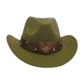 Olive green western cowboy hat with studded leather band and rhinestone heart buckle - Adult (56-58CM) / Army Green