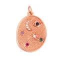 Rose gold celestial oval pendant featuring crescent moon, star, and evil eye motif - Oval Evil Eye Celestial-Rose Gold