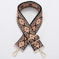 Adjustable canvas shoulder strap with pink and black geometric pattern and gold buckles - Style 205 - Gold Hardware
