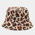 Close-up of leopard print bucket hat with high-quality stitching and canvas texture - Tricolor Retro Leopard (6#)
