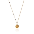 Collana in acciaio al titanio placcato oro con pendente tondo in agata marrone - Quarzo rosa