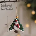 Addobbo natalizio in resina con pupazzo di neve e albero di Natale, misura 8x7cm - Pupazzo di Neve e Albero