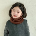 Brown knitted children scarf made of soft yarn for winter warmth and cozy neck protection - Solid Caramel