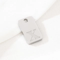 Silver stainless steel rectangular pendant with letter X engraving on fabric - Letter X(KLJ9804-Z) / Silver