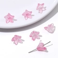 Cuentas de lirio rosa transparente en vidrio con pan de oro para joyas DIY - 20 Piezas/Paquete / Rosa
