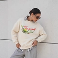 Κρεμ λευκό oversized βαμβακερό φούτερ με τύπωμα The Tennis Club και ρακέτες τένις - S / Λεπτό Στυλ
