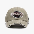 Vintage khaki washed cotton baseball cap with distressed 1968 embroidery design - Adjustable / Khaki
