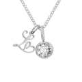 Collier en acier inoxydable argenté avec pendentif lettre L et pierre transparente - Lettre L / Argent