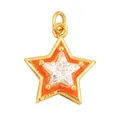 Star-shaped gold-plated charm featuring vibrant orange enamel and a large clear zircon stone - Star-Orange