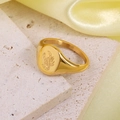 Bague en acier inoxydable plaqué or 18K avec motif de signe du zodiaque Scorpion gravé - Scorpion