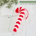 Red and white striped knitted Christmas candy cane ornament with hanging rope 20x7cm - Large (Red and White Circles) Candy Cane / Large